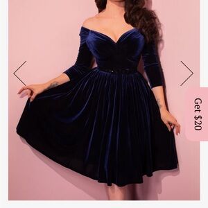 Vixen Starlet Swing Dress in Navy Blue velvet